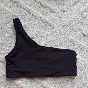Black One-Shoulder Women's Active Sports Bra